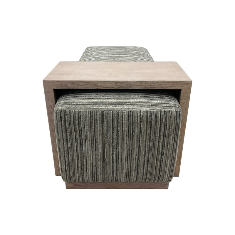 Argjent Plush Multifunctional Ottoman with Removable Table- Versatile Bench & Cocktail Table in One, Stripe