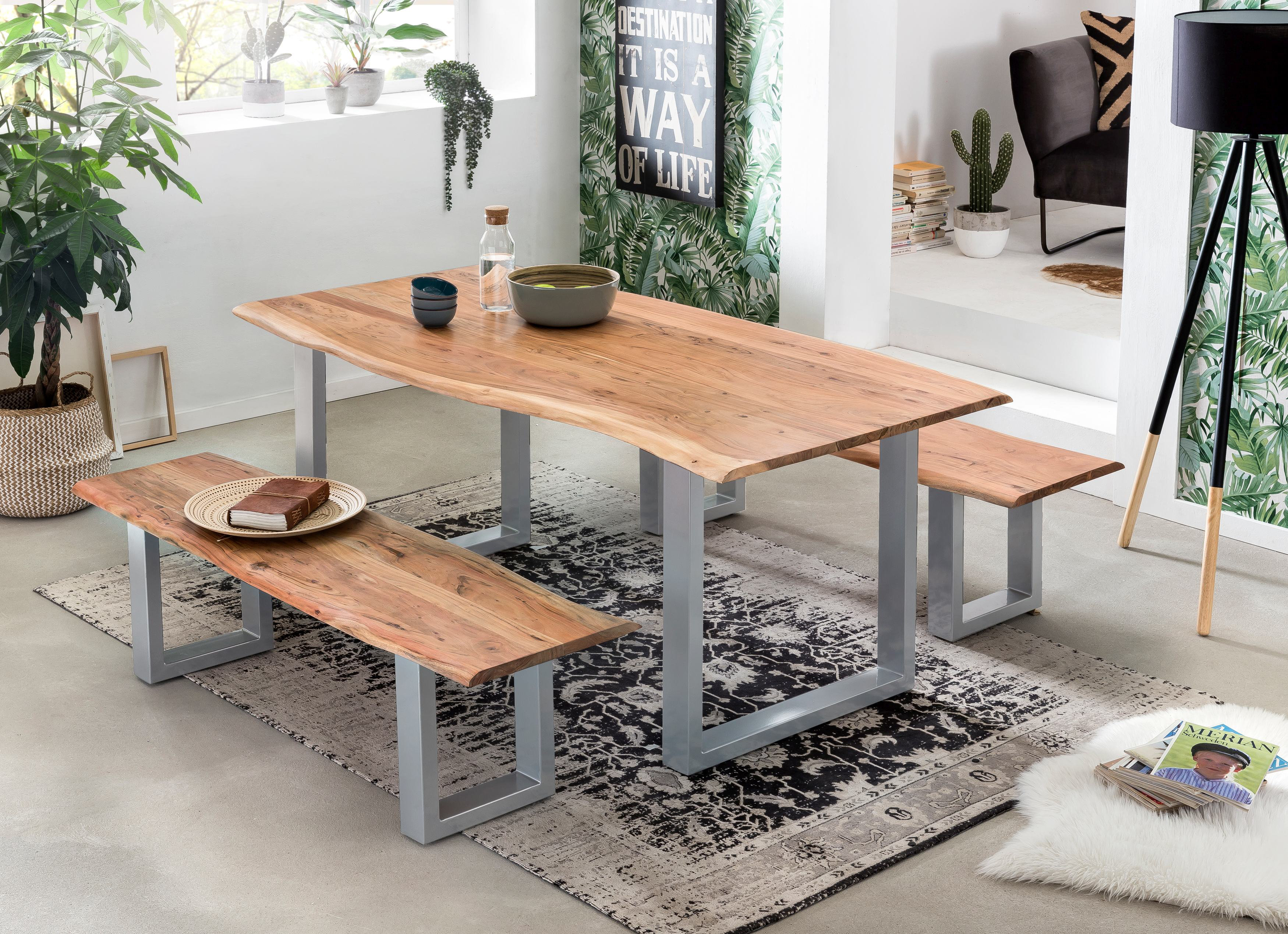 East Urban Home Solid Wood Top Metal Base Dining Table & Reviews | Wayfair