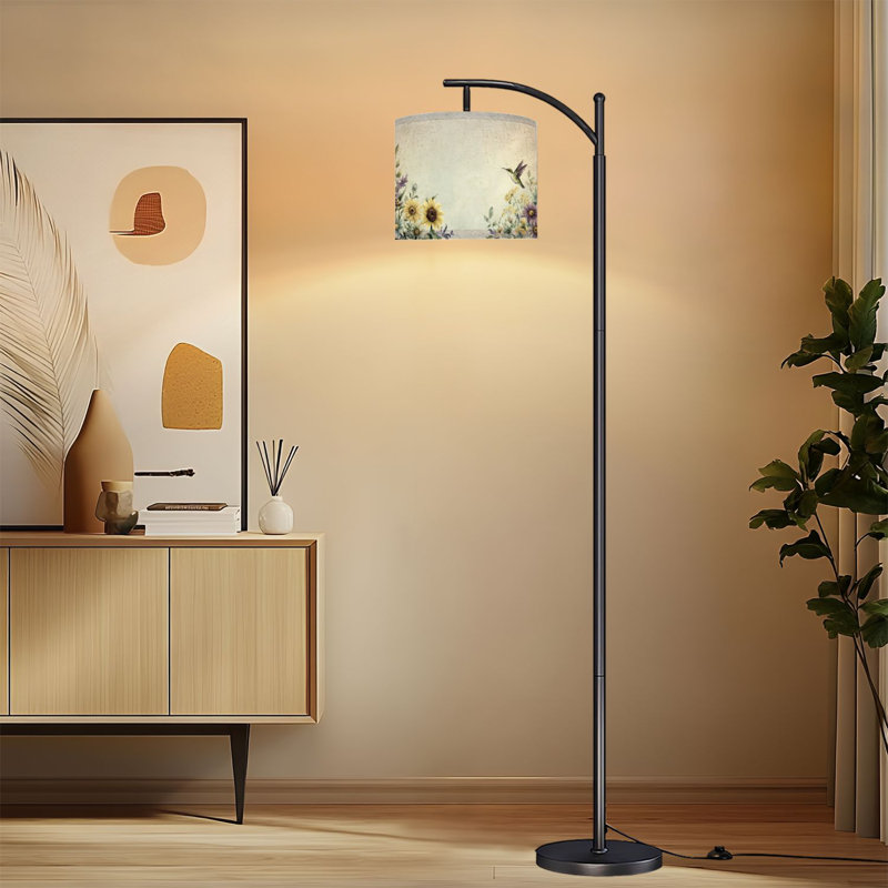 Lampe sur pied arc avec abat-jour ajustable Tranquil Wildflower