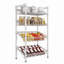 Étagère à quatre niveaux en acier chromé à double pente avec paniers réglables, tablette de rangement autoportante en acier au carbone pour cuisine, garde-manger et débarras.