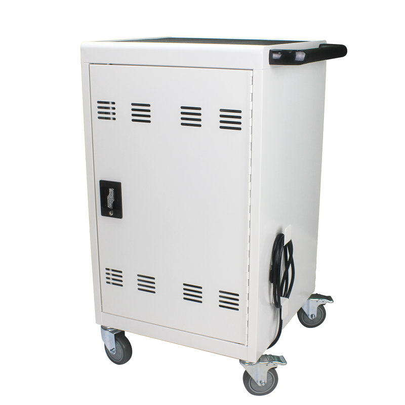 Mobile Charging Cart And Cabinet For Tablets Laptops 35-Device -Silver, Blanc antique