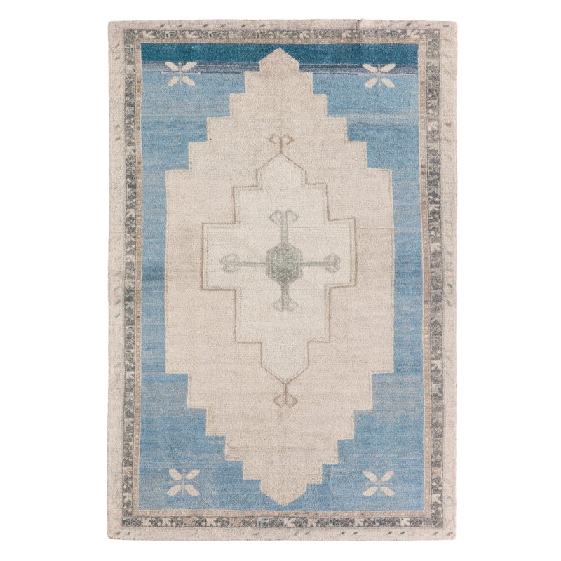 Tapis de couloir bleu Enigma CSN11 à médaillon tufté (3'X10')