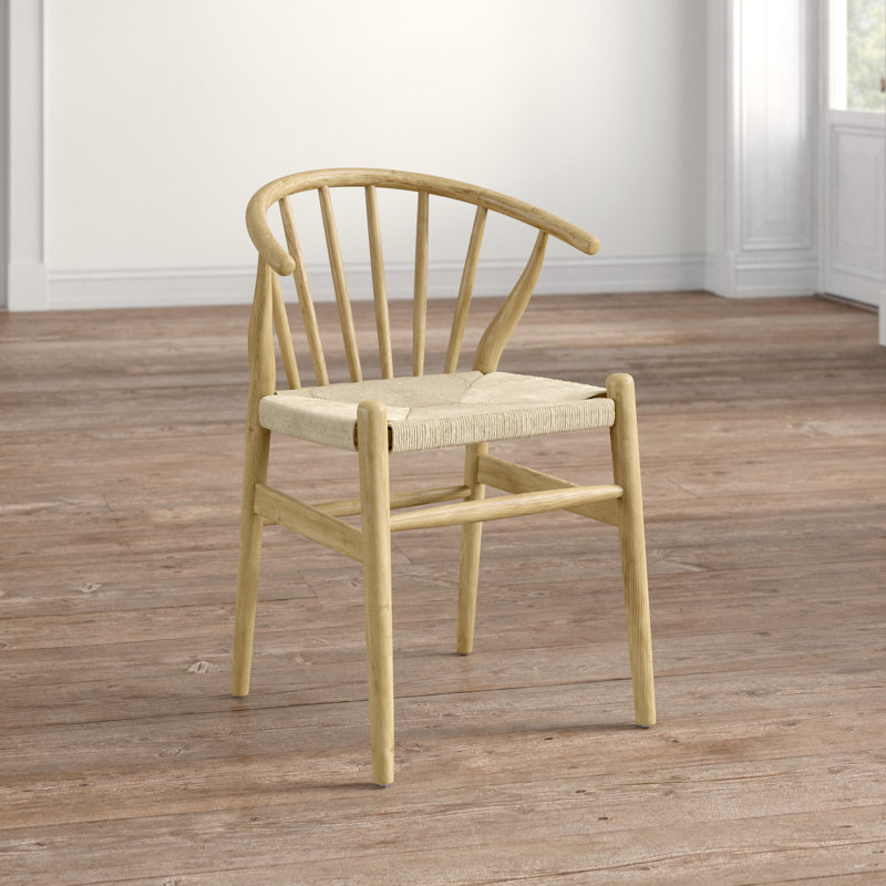 Natural Wood and Cane Slat Back Dining Side Chair