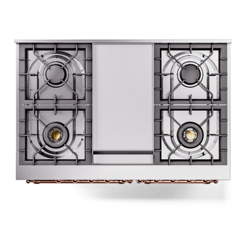 ILVE Nostalgie II 40 in Dual Fuel Range, Blue Gray/Copper, Natural Gas