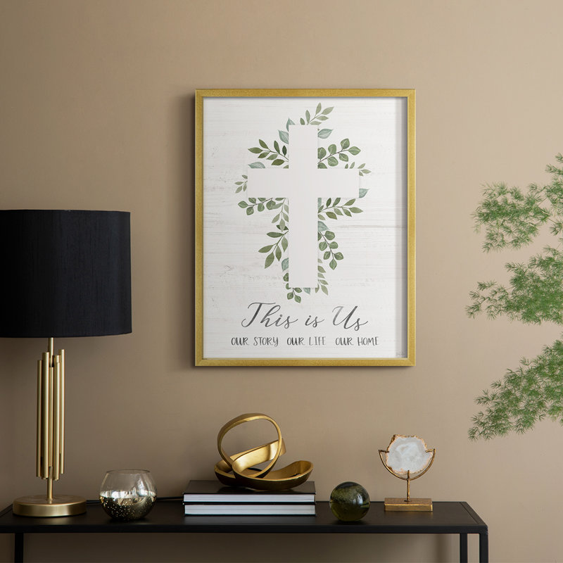 This Is Us Cross, reproduction encadrée - bois massif, H 15 po x l 12 po, Or