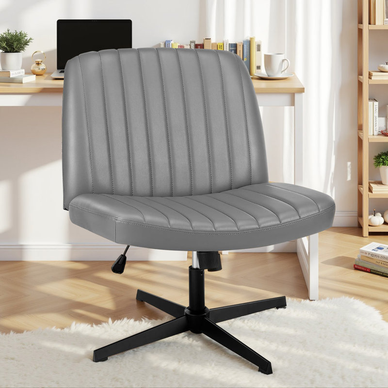 Chaise de bureau pivotante sans accoudoirs Brenae, Tissu, Polyuréthane gris
