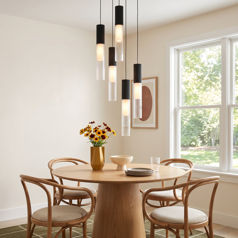 Colbie 5 - Light Gold LED Cluster Pendant, Black