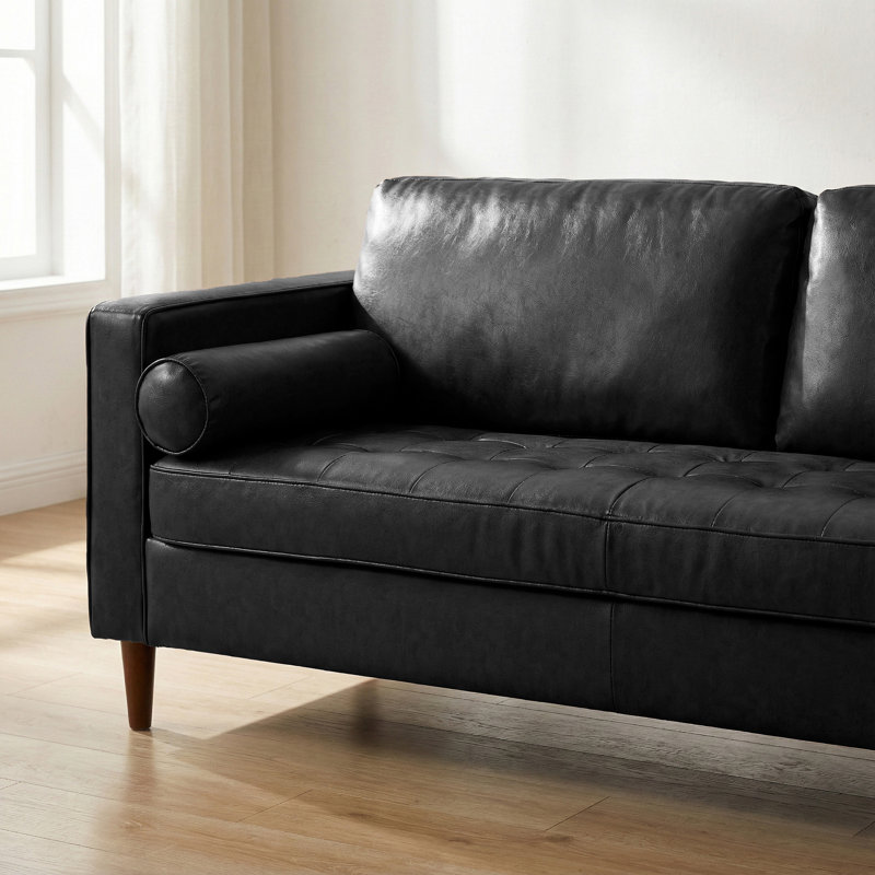 Reisterstown 79" Vegan Leather Sofa, Black