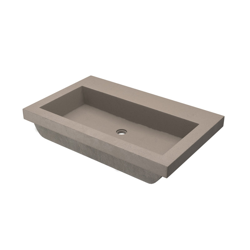 Trough Handmade Rectangular Drop-In Bathroom Sink, Earth, No Faucet Hole