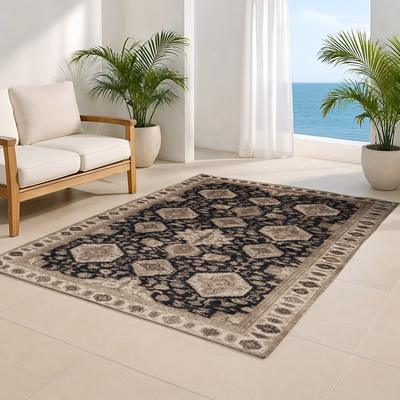 Tapis d'intérieur et d'extérieur gris Persian, Rectangulaire 8 pi x 10 pi
