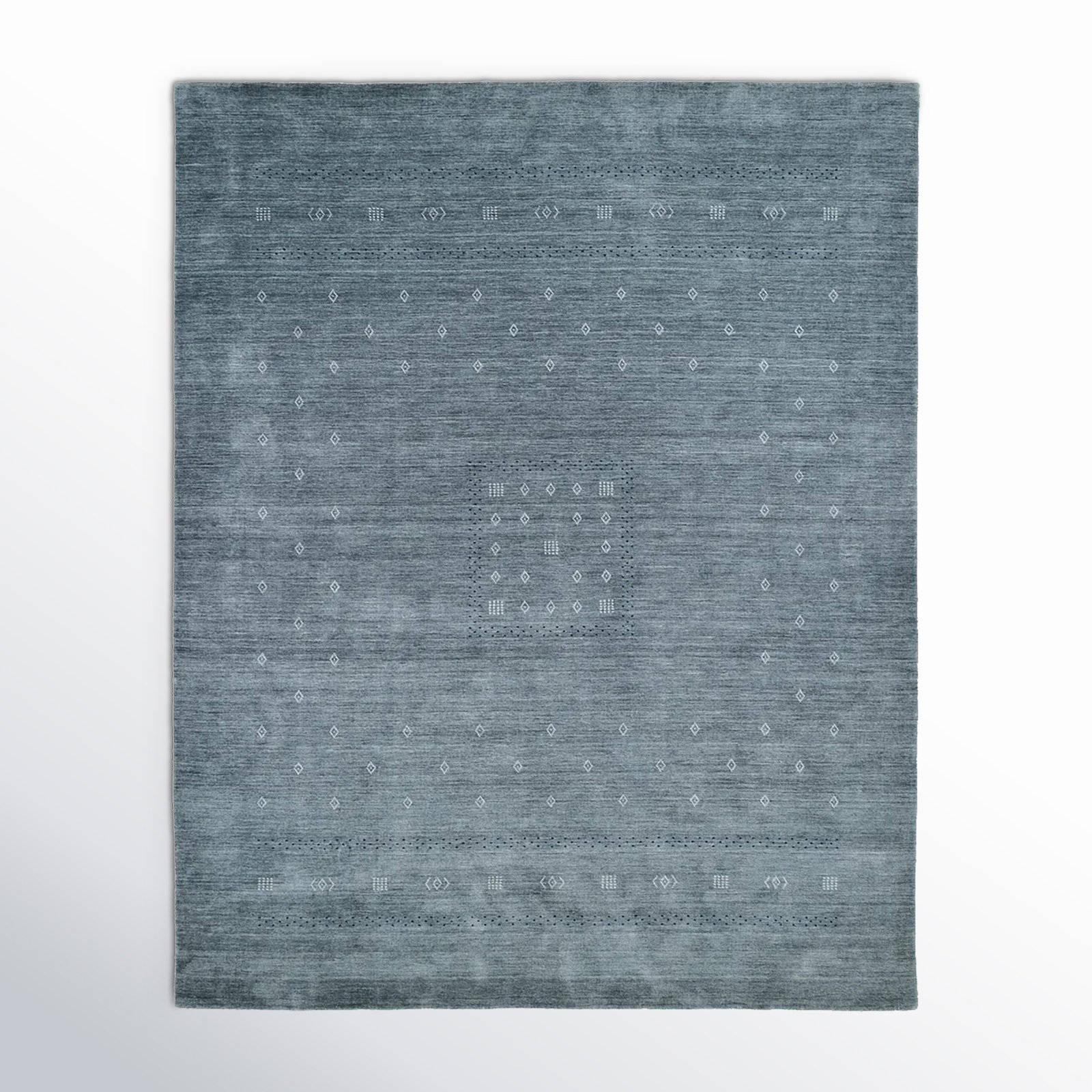 Simi Hand Knotted Cotton/Wool Southwestern Area Rug, Rectangle 5' x 8', Slate