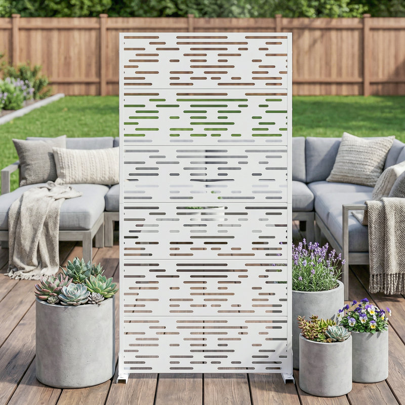 Metal Freestanding Outdoor Privacy Screen Garden Fence Panel for Patio, Balconies, and Pools, 72" x 35"
