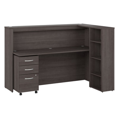 Studio C Corner Synthetic Laminate Reception Desk with Filing Cabinet