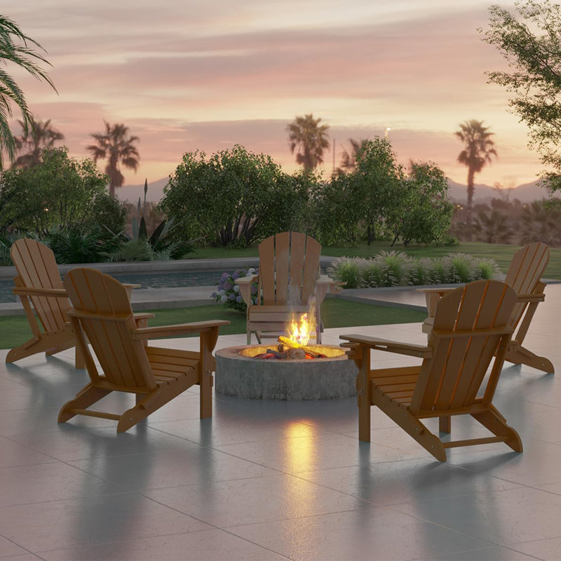Chaise Adirondack pliante en PEHD pour patio, Teck