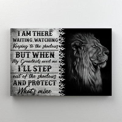 Un lion pensant - Quand mes petits-enfants ont besoin de moi, je sortirai de l'ombre et protégerai la mine - 1 pièce, impression sur toile tendue