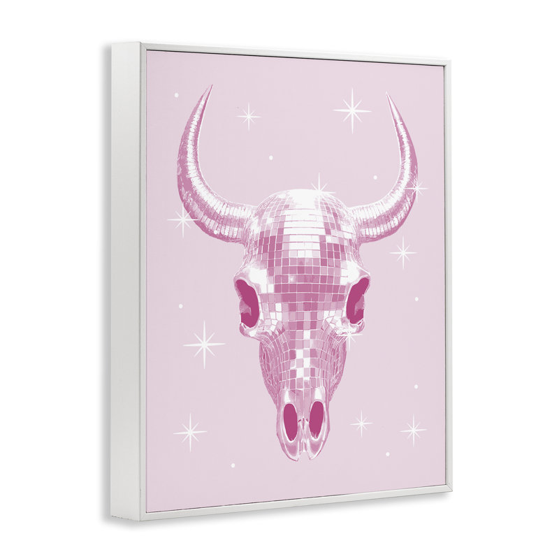 Tête de mort pastel disco, giclée encadrée, design par Lil 'Rue, Estampe numérique encadrée blanc bord de mer