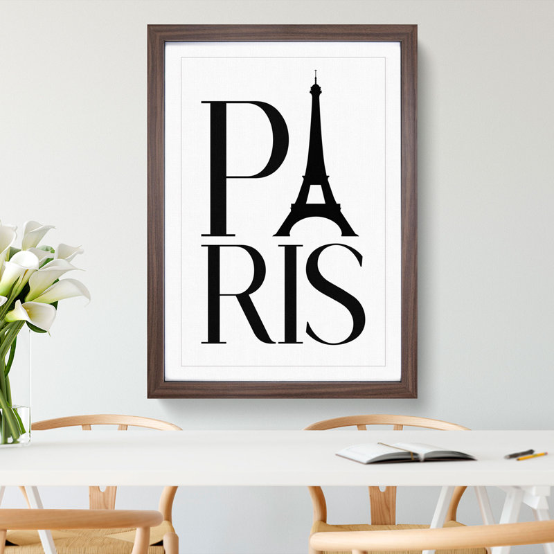 Paris - Picture Frame Typography, 65cm H x 48cm W x 2cm D, Walnut Framed