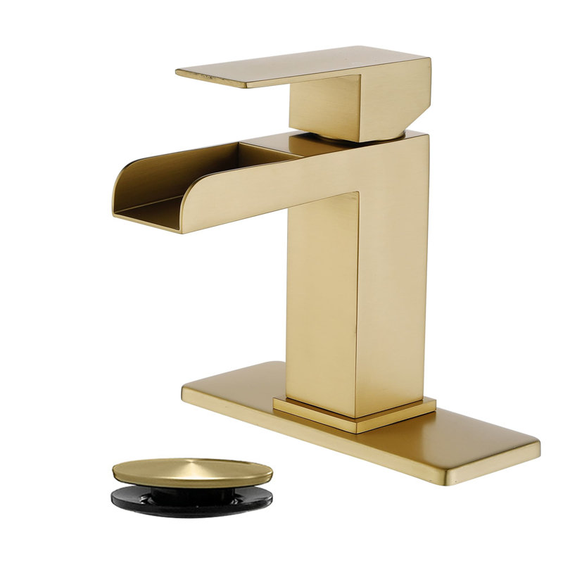 Robinet de salle de bain monotrou avec ensemble de drain Robinets de lavabo de salle de bain à cascade avec mélangeur en acier inoxydable