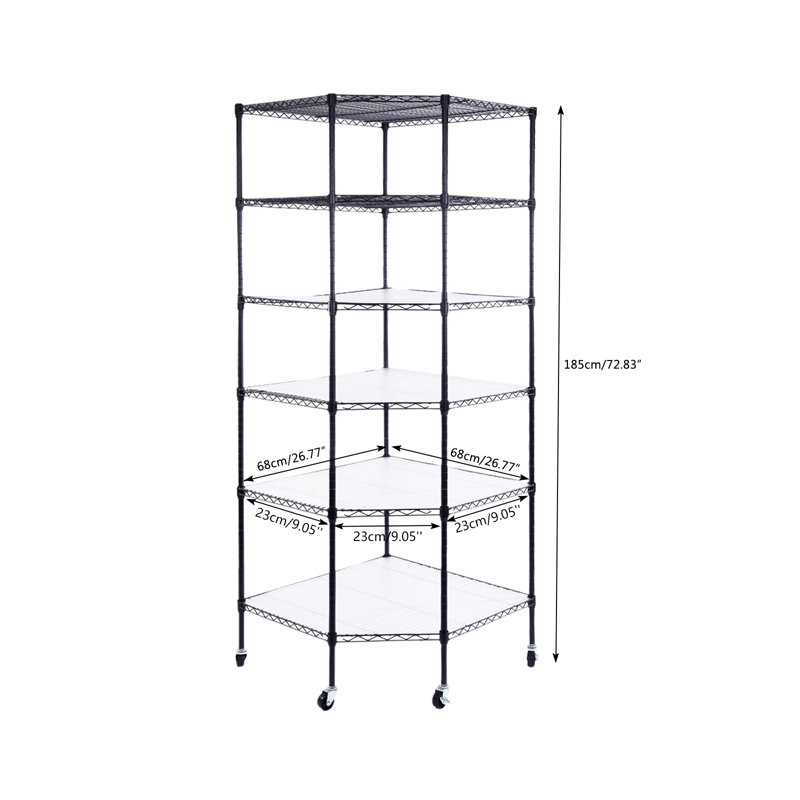 Wolfgram 27'' W Metal Height -Adjustable Shelving Unit with Wheels, Black