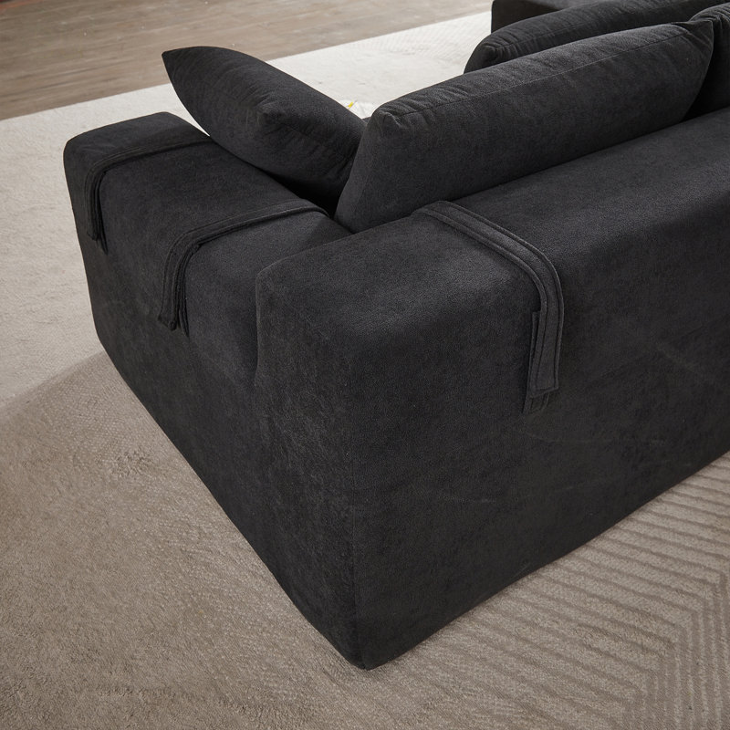 Modern Chenille Upholstered Sectional Sofa Couch Set, Modular L Shaped Living Room Furniture With 6 Pillows, Free Combination For Flexibility And Comfort