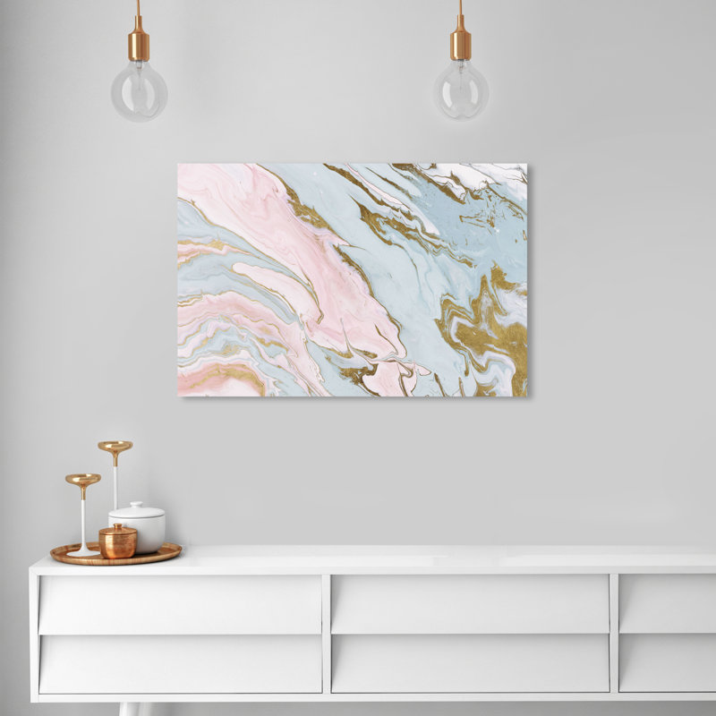 " Abstract Pastel Geode ", 24" H x 36" W , Wrapped Canvas