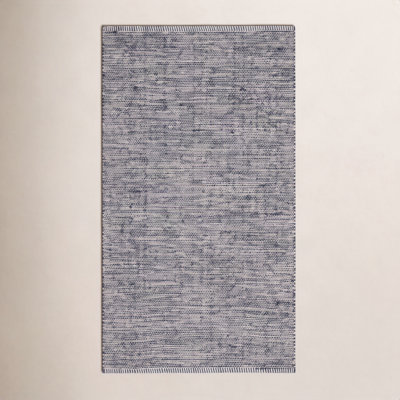 Tapis noir / ivoire en coton tissé à plat à la main Dallis