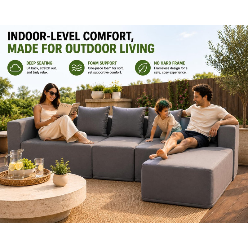 Ensemble de canapé modulaire d'extérieur en forme de L, Single Back Cushion