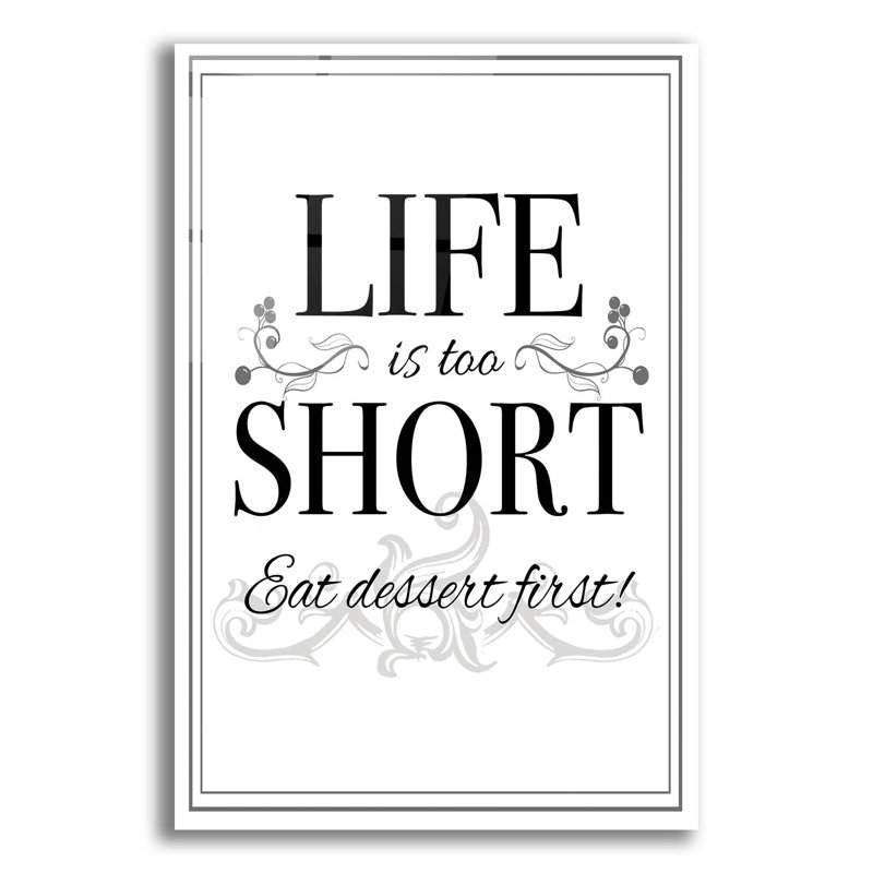  «Life Is Short» par Fiona Stokes-Gilbert, art mural en verre acrylique, H 24 po x l 16 po