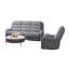 Canapé inclinable manuel et causeuse 2 pièces Clair, bois massif, tissu gris