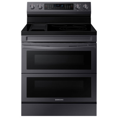 Samsung 6,3 pi³ Cuisinière électrique autoportante avec piqûres Flex Duo ?, friteuse sans plaque