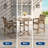 Outdoor Slatted Bar Table and Chairs Set for 5, 5-Piece Bar Height Table and Chairs with Umbrella Hole and Footrest, HDPE All-Weather Patio Bar Set for Balcony, Backyard, Poolside-2071112384