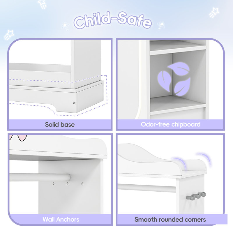 Kids Armoire With Jewelry Cabinet, White