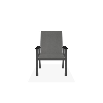Belle Isle Sling Aluminum Frame Dining Height Arm Chair with Marine Grade Polymer Arm Accent