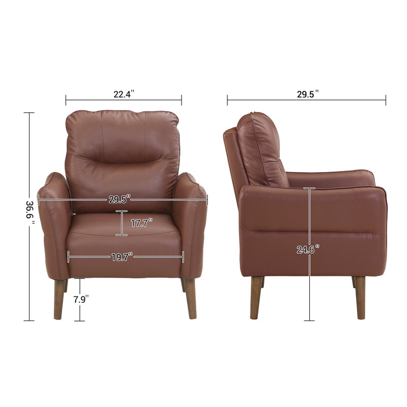 Fauteuil Iysha 29,5 po , Similicuir brun