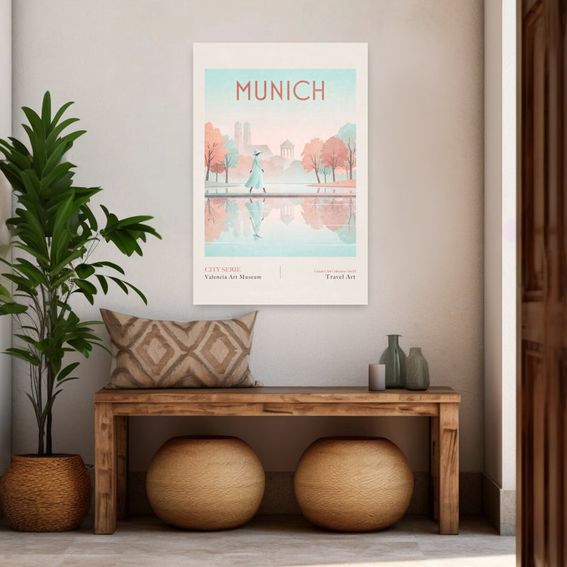 «Munich Park Autumn Walk Dreamy Elegant Peaceful Architecture Autumn», reproduction d'art mural, H 48 po x l 32 po