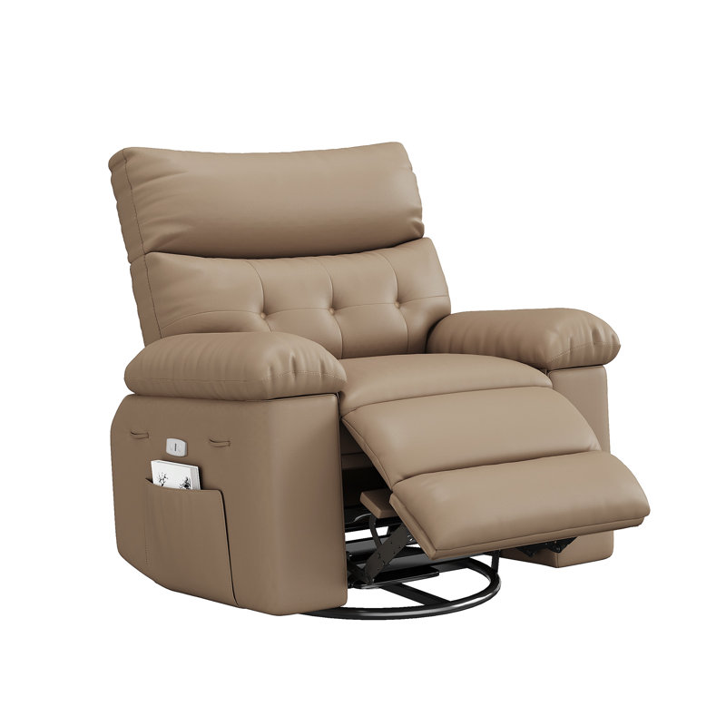 Oversized Manual Recliner, PU Leather Recliner Chair with 1.5X Sponge Filling and Easy Recline Mechanism, Tan