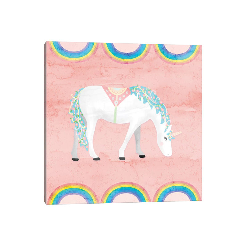 Rainbow Unicorn III by Noonday Design - Wrapped Canvas Gallery-Wrapped Canvas Giclée, 30.48 cm H x 30.48 cm W