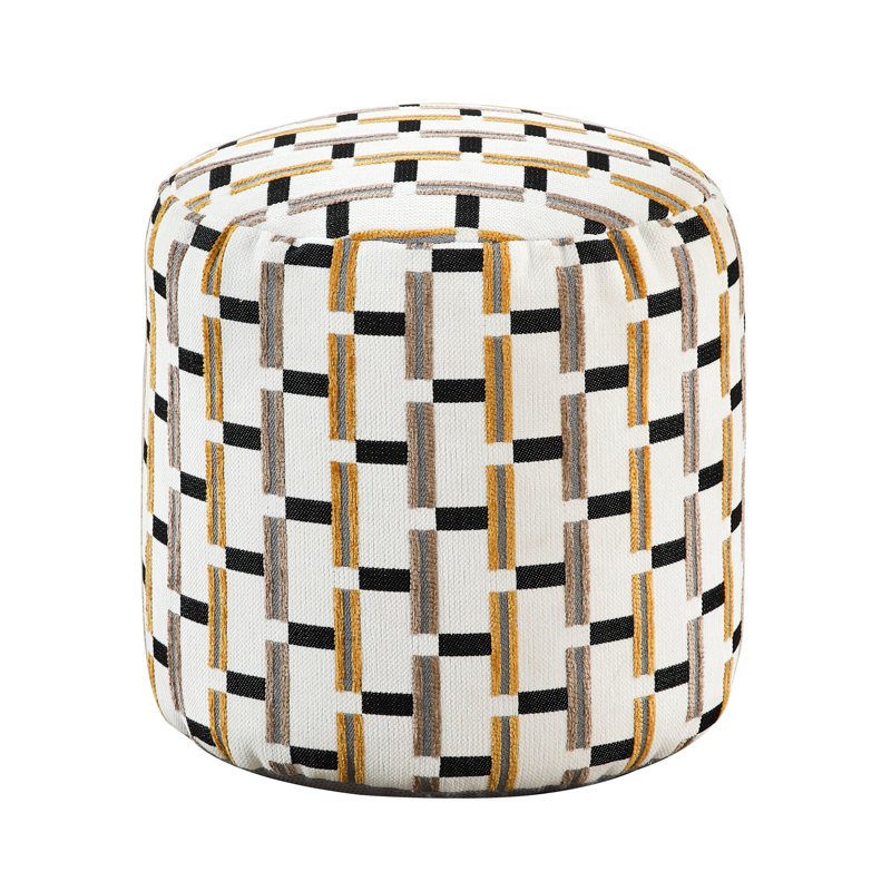 Modern Cylindrical Pouf With Multi-Color Fabric And Non-Slip Base, Weight Limit , Multi-Color, Non-Slip, Capacity, Fully Assembled