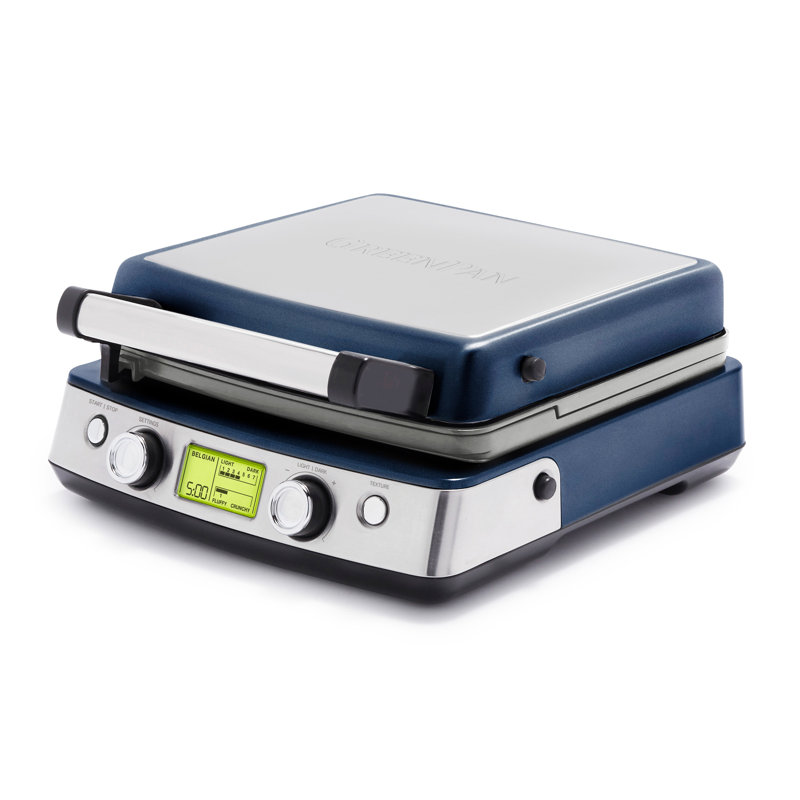 GreenPan Elite 4-Square Waffle Maker, Oxford Blue