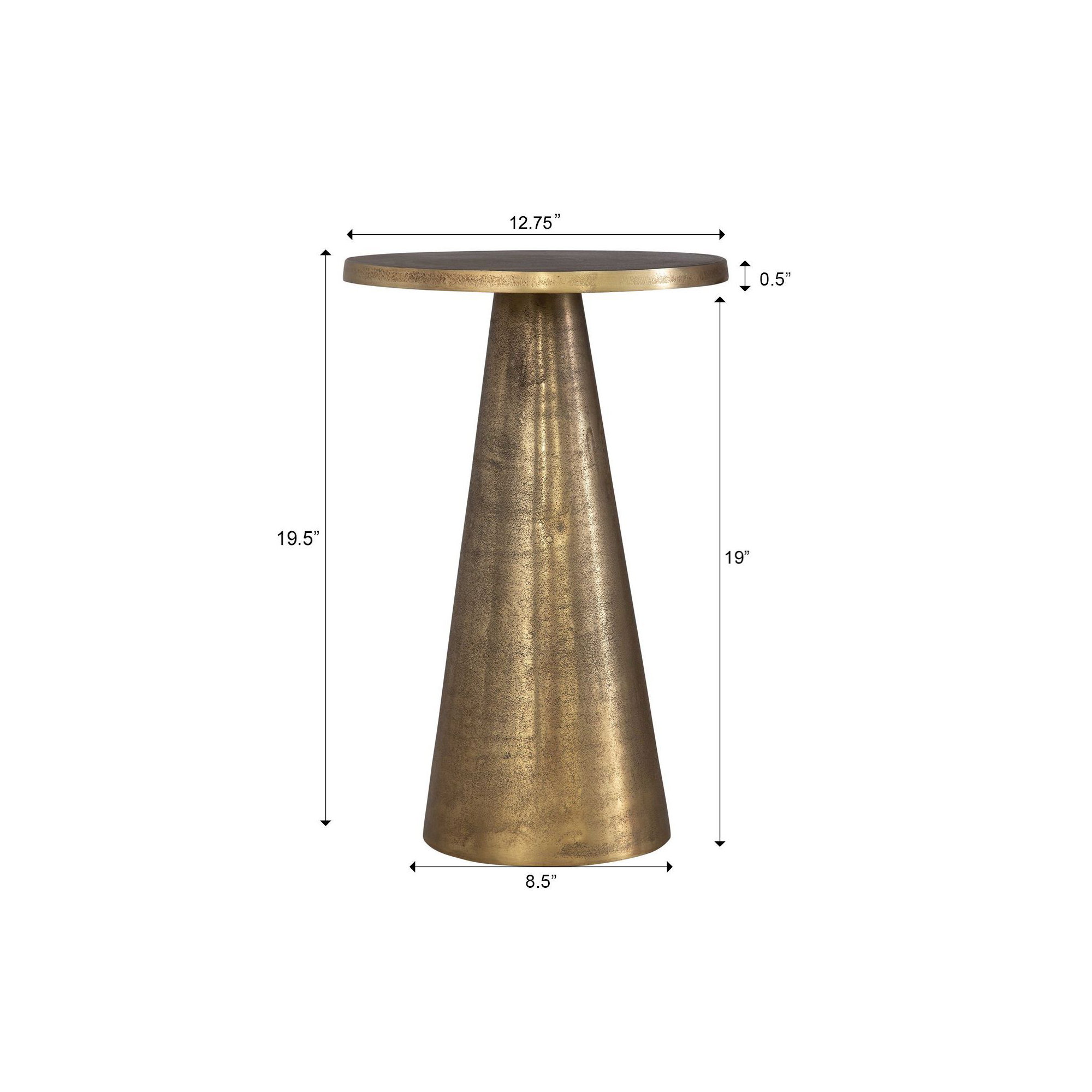 Toriane End Table, Antique Brass