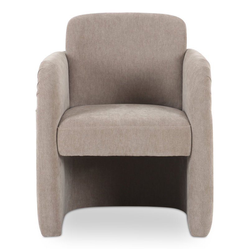 Becca Rolling Dining Arm Chair, Light Beige Performance Chenille