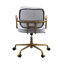 Fauteuil de bureau en cuir blanc - confortable et fonctionnel, pivotant à 360 degrés, hauteur réglable, base, gris antique et option d'espace de travail, look professionnel rétro, coussin de 3 po, mousse D6,5