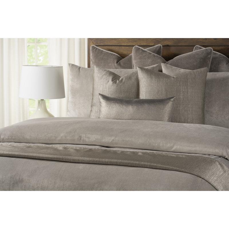 Padma Velvet Duvet Cover and Insert Set, Queen Duvet Cover/Insert, Dove Gray