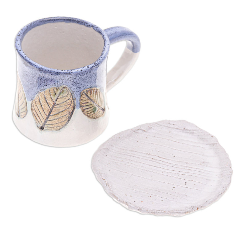 Rosalind Wheeler Handmade Charming Leaves Ceramic Mug And Saucer
