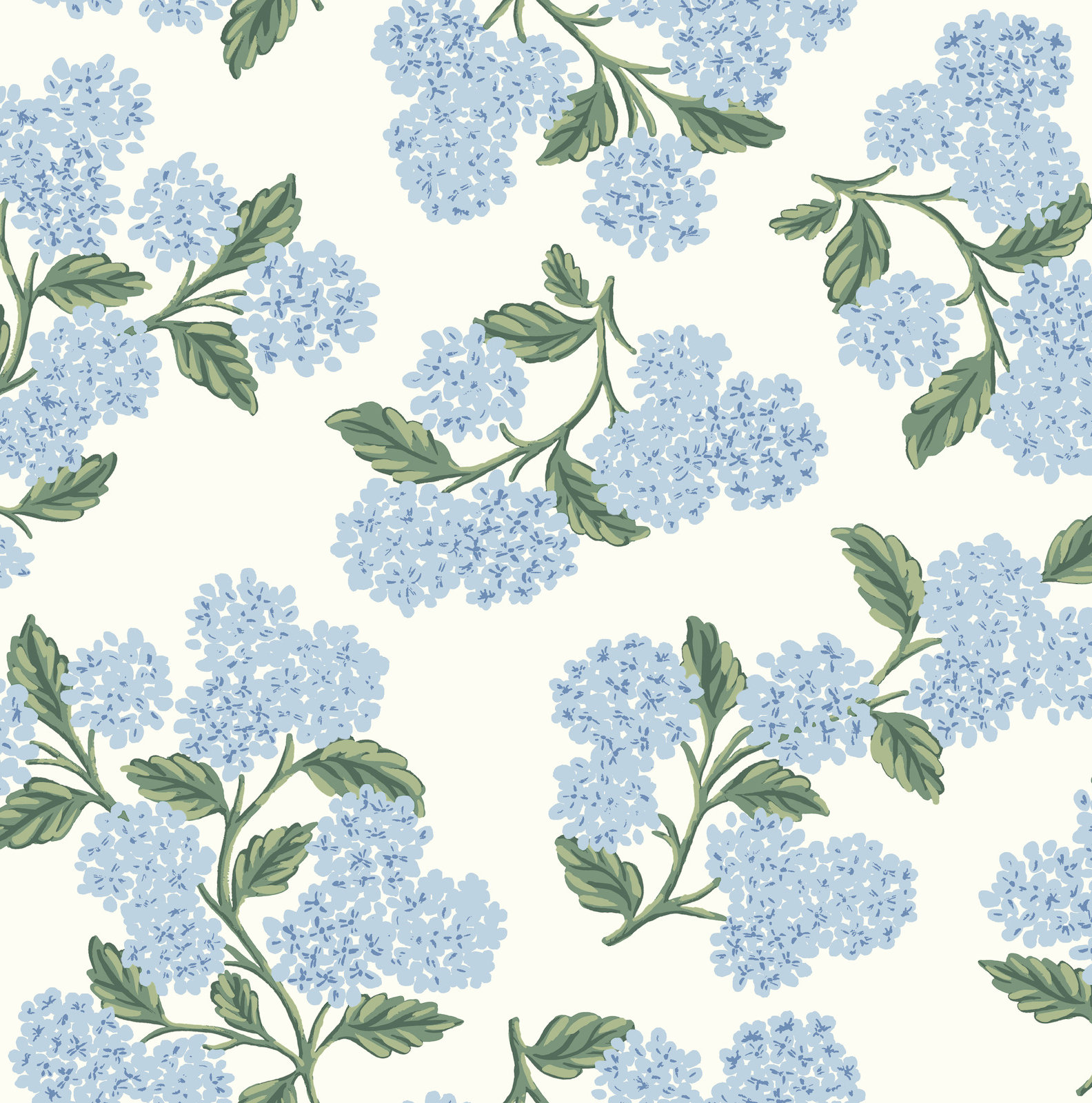 Hydrangea White Peel and Stick Wallpaper, Blue