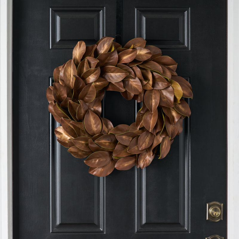 Handcrafted Faux Magnolia Silk Wreath, 30" H x 30" W x 6" D