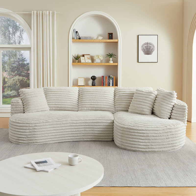 Canapé modulaire surdimensionné en L 120,9 po et méridienne rembourrée - aucun assemblage requis, Orienté à droite