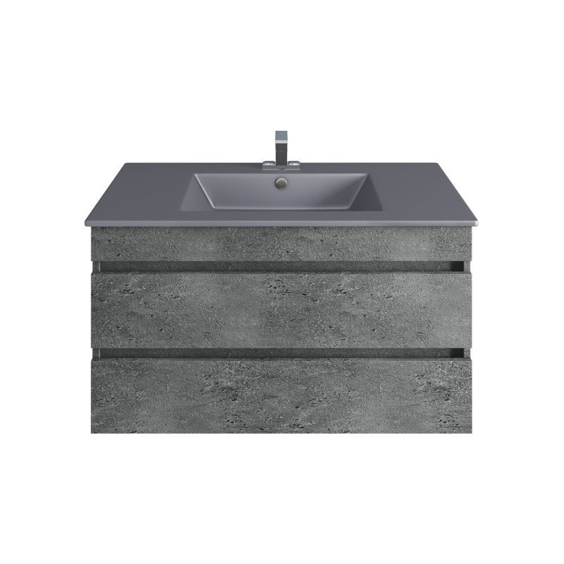 Meuble-lavabo simple suspendu 36 po avec comptoir en pierre Towne, Gris