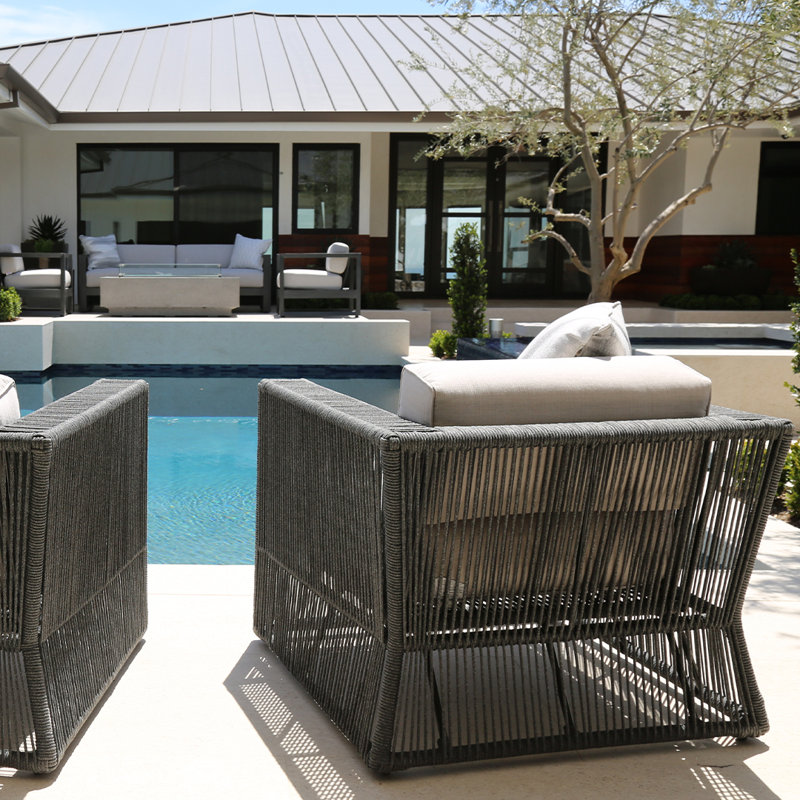 Milano Outdoor Lounge Chair, Echo Ash Sunbrella®, Black