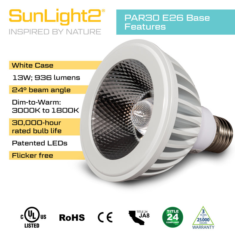 SunLight2® de faible à chaud., 3000 K à 1800 K, PAR30, 24 degrés